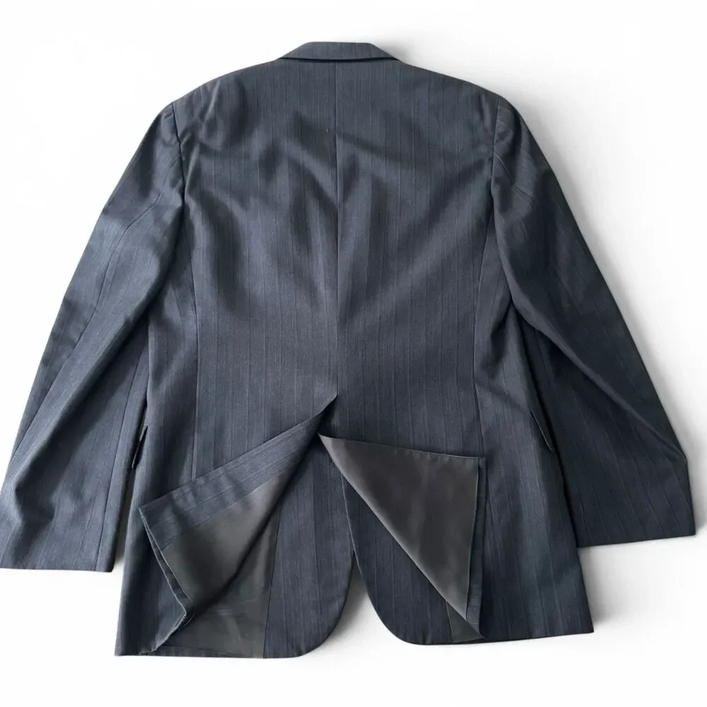 Christian Dior Monsieur Blazer 43L Gray Pinstripe VTG Wool USA Union Sport Coat